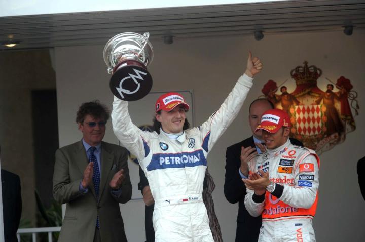 Robert Kubica na podium GP Monako 2008