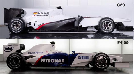 Porównanie bolidu BMW Sauber F1.09 i C29