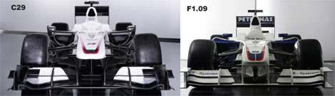 Porównanie bolidu BMW Sauber F1.09 i C29