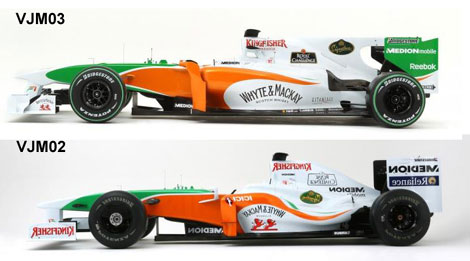 Porównanie bolidów Force India VJM02 i VJM03