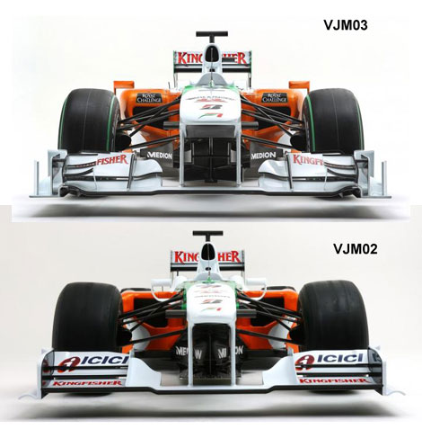 Porównanie bolidów Force India VJM02 i VJM03
